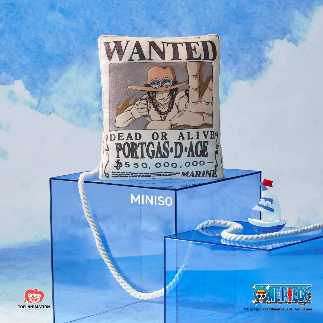 Portgas D. Ace wanted poster cushion at MINISO