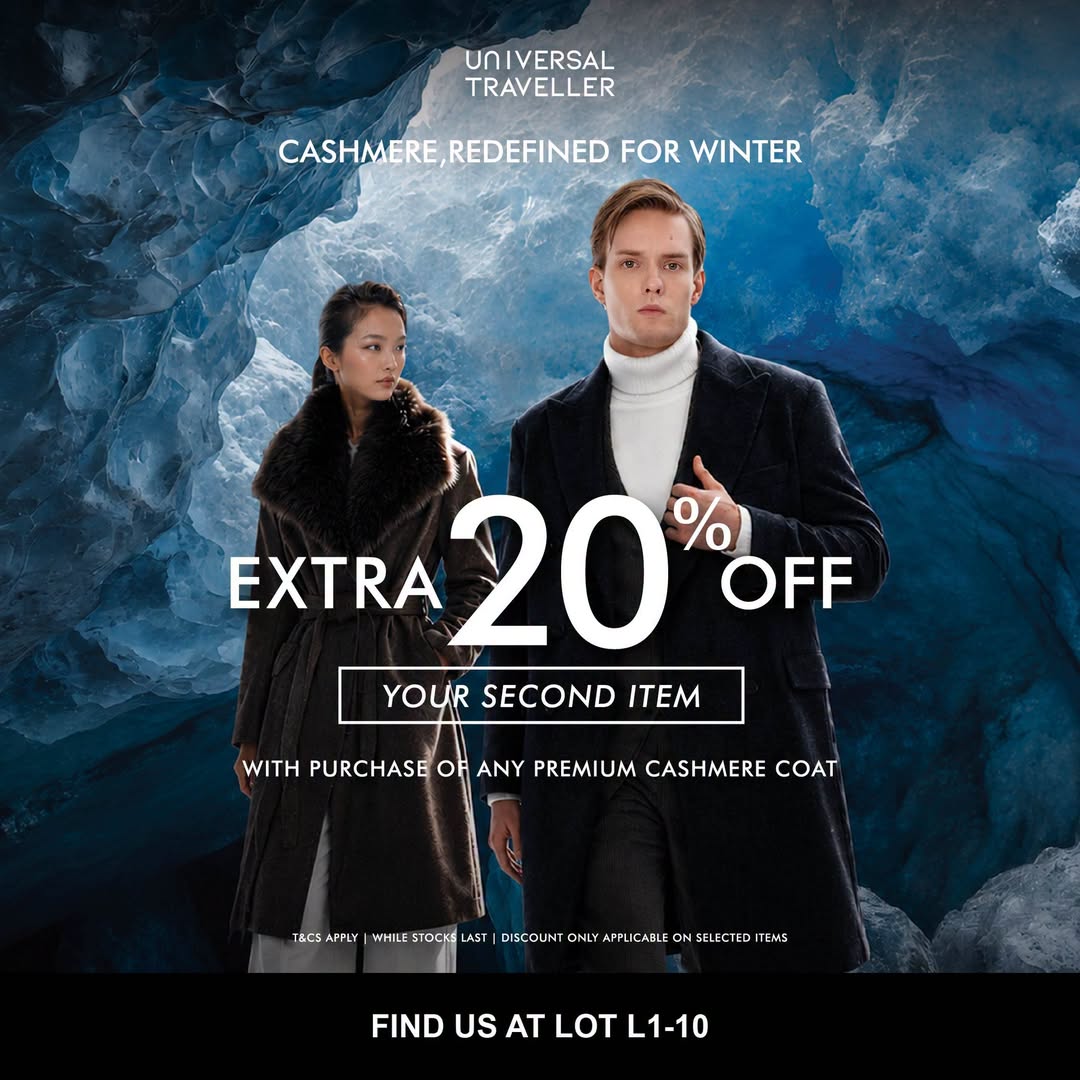 Universal Traveller premium cashmere coat promotion at Lalaport BBCC