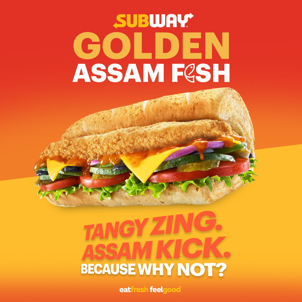 The vibrant and flavorful Golden Assam Fish Sub featuring traditional Malaysian spices.