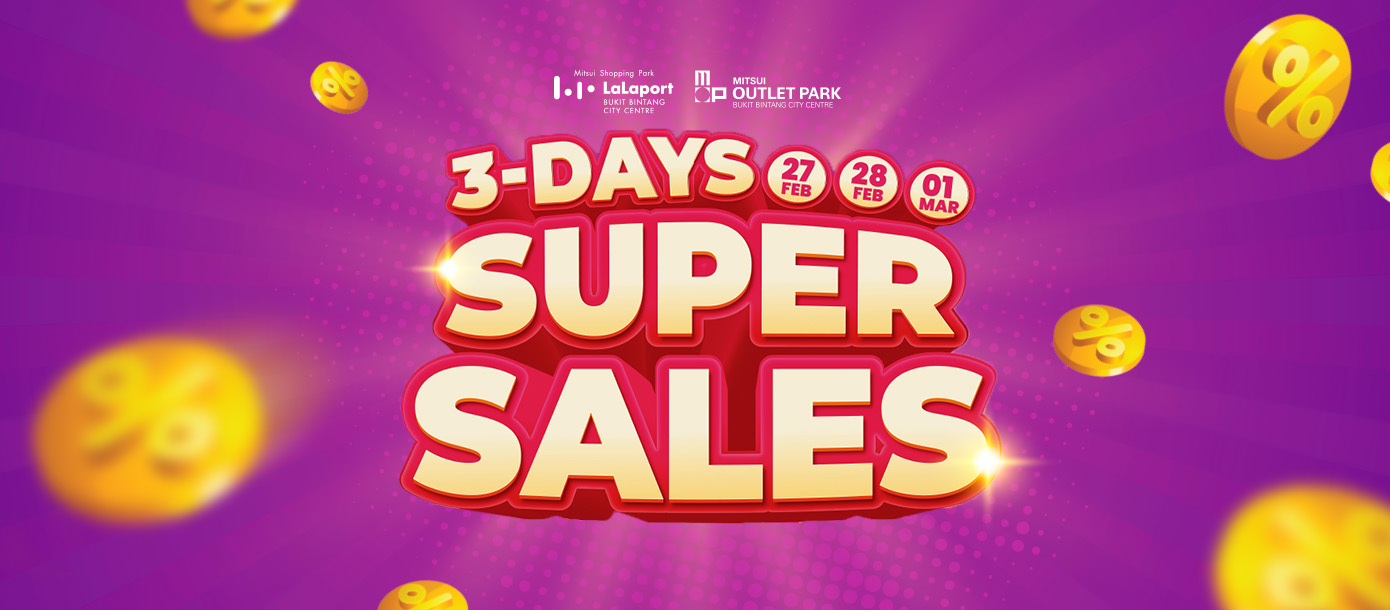 A promotional banner for the 3-Day Super Sale featuring shopping rewards and event details.