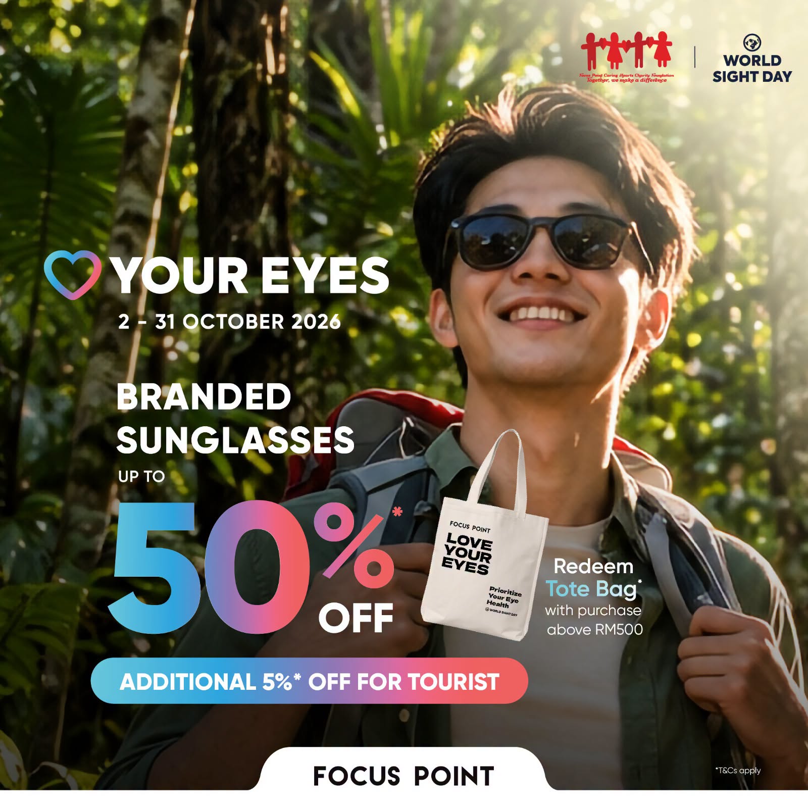 Focus Point Love Your Eyes tote bag and World Sight Day offers