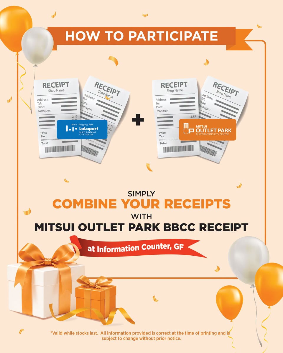 Combine MOP BBCC and LaLaport receipts for anniversary rewards