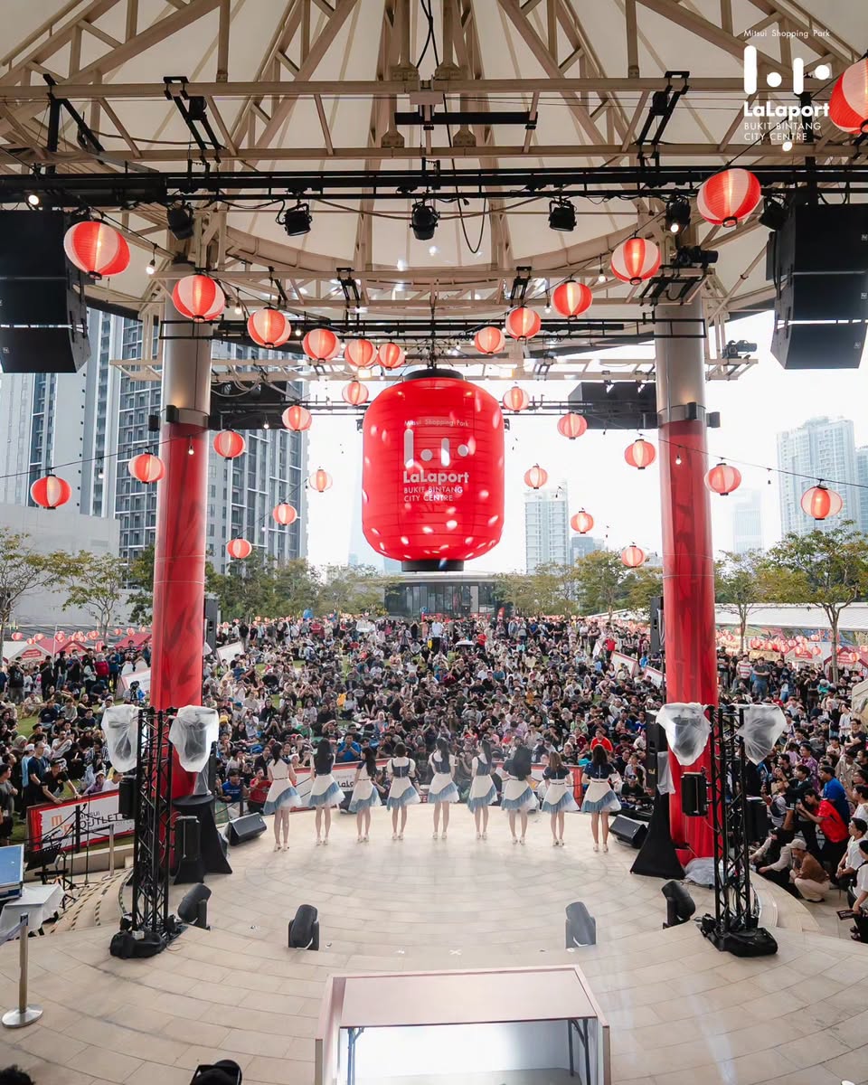 Large red Lalaport lantern at Bon Odori festival