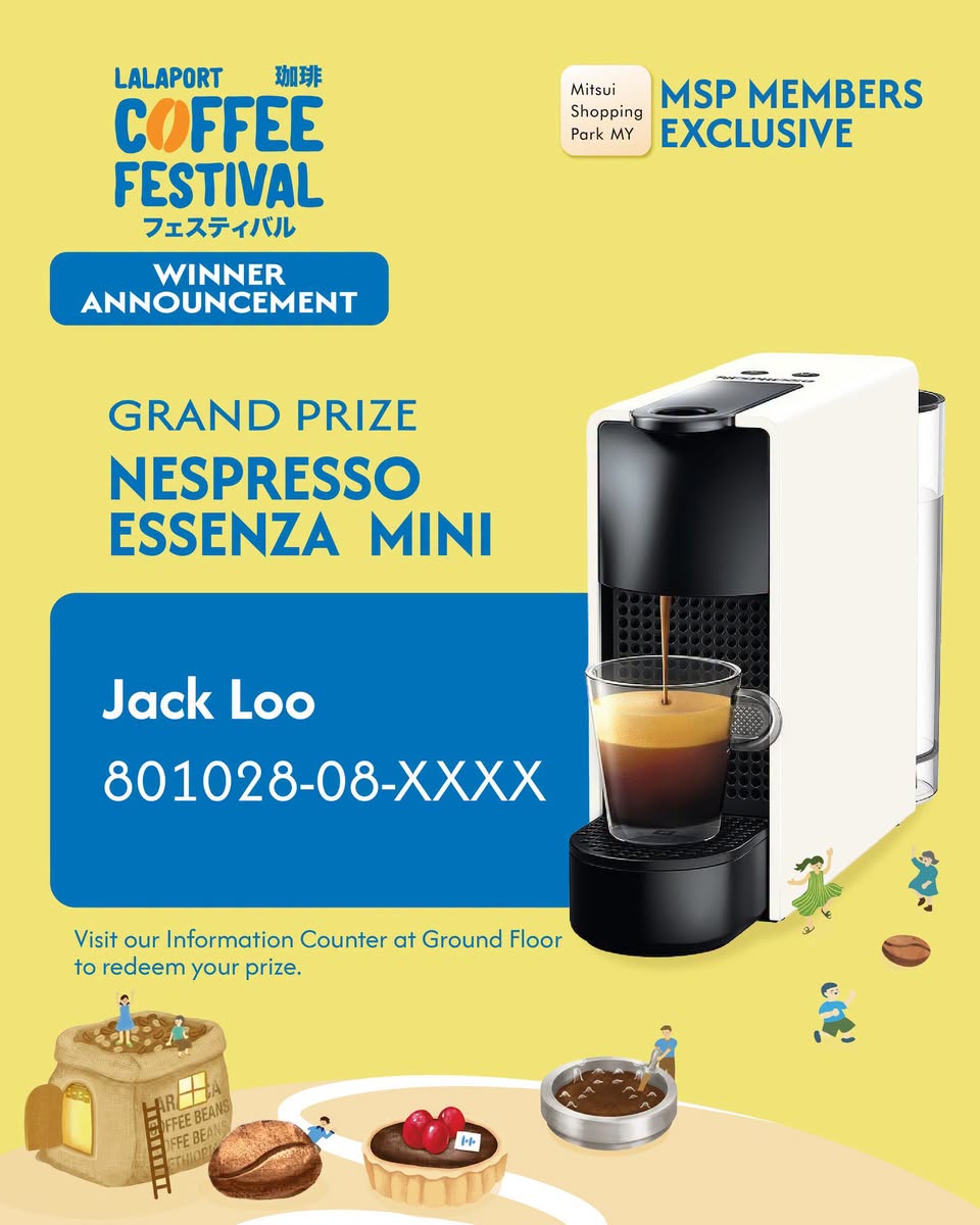 Nespresso Essenza Mini grand prize at LaLaport Coffee Fest