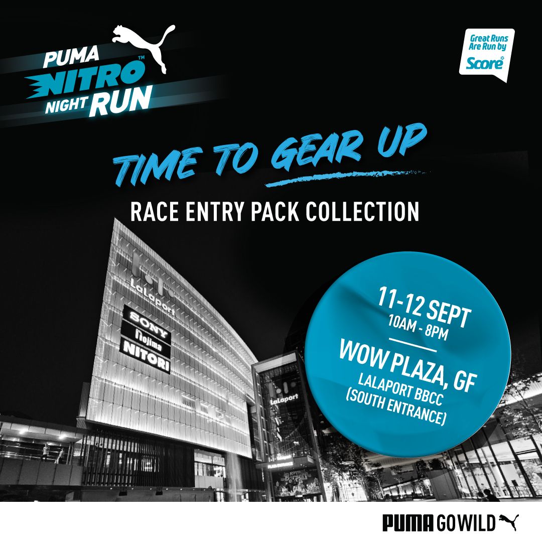 PUMA Nitro Night Run 2025 Race Pack collection event banner.