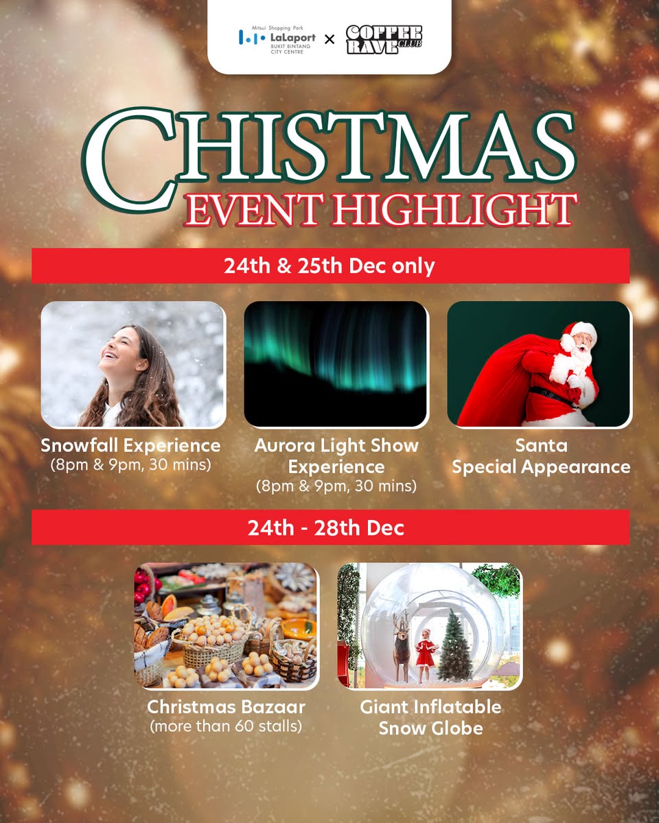 A wide shot of the Central Rooftop Garden transformed for the festive Jingle Jam.