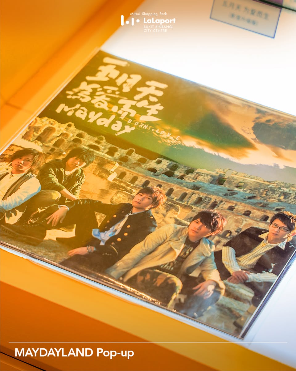 Interior view of the MAYDAYLAND store showing the fan community atmosphere