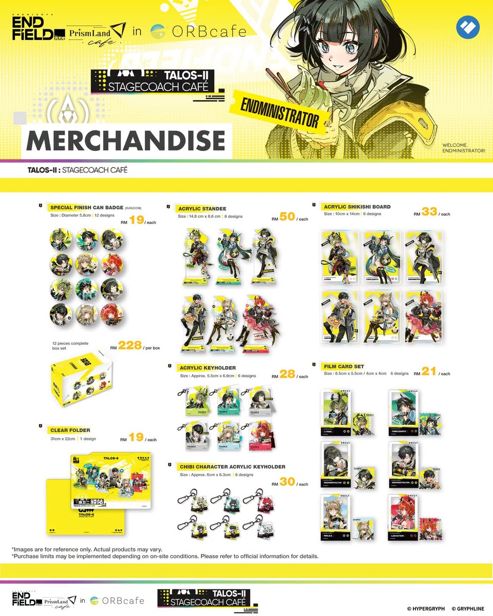 TALOS-II Stagecoach Cafe additional merchandise including badges, standees, and keyholders