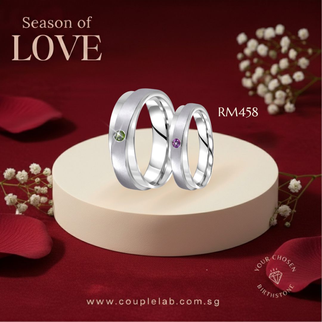 Elegant ring set display for Valentine's Day