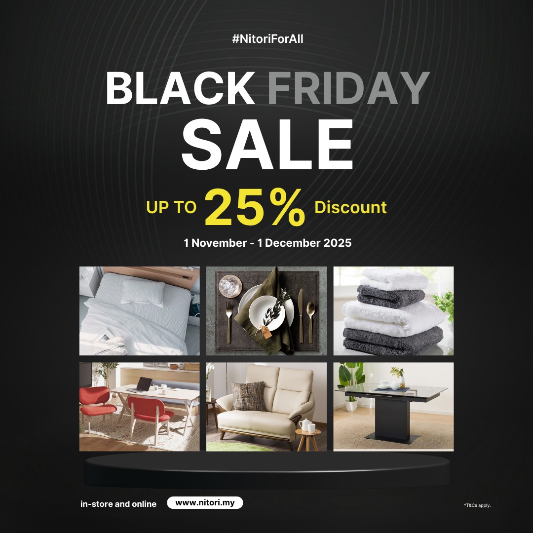 A stylish living room scene featuring NITORI furniture and home decor, illuminated by natural light.