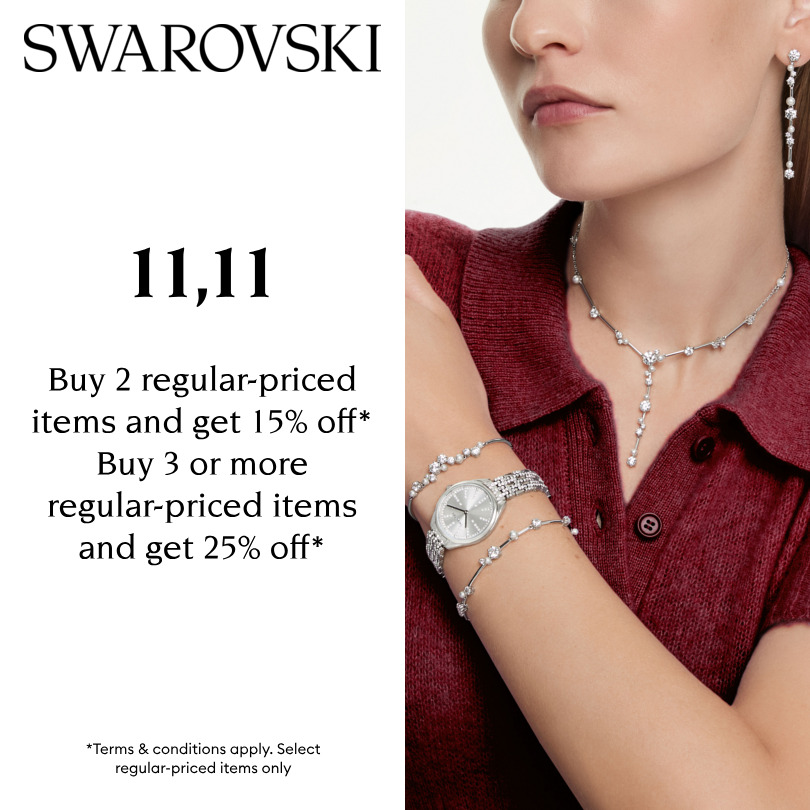 Sparkling Swarovski jewelry pieces on display