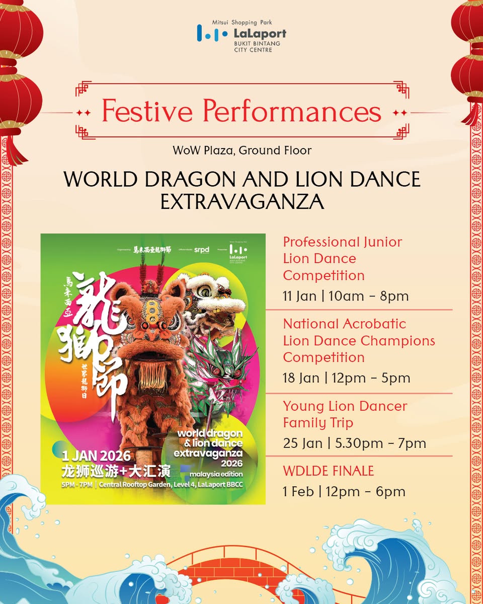 Vibrant dragon dance circulating through the mall atrium