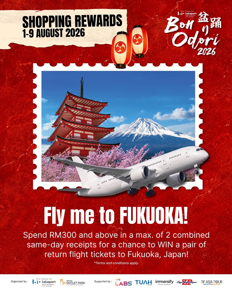Fly Me to Fukuoka flight giveaway at LaLaport Bon Odori 2026
