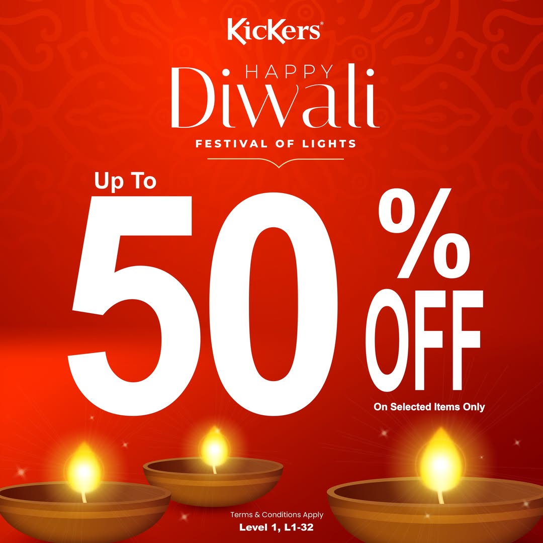 Kickers Deepavali Sale banner showcasing festive footwear