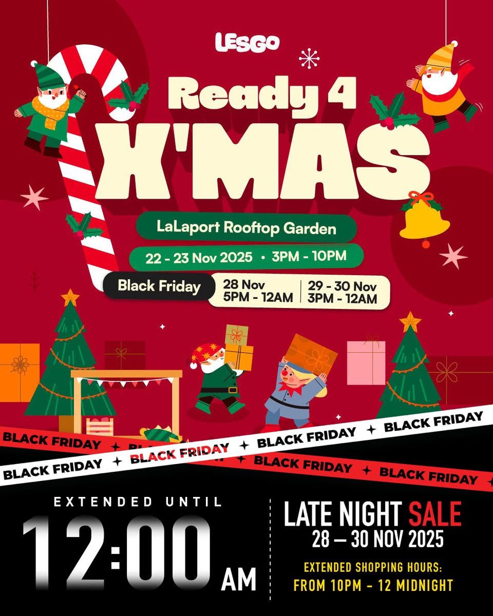 Festive scene at LaLaport's Black Friday Rooftop Bazaar.