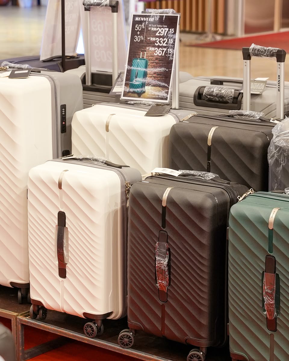 Close-up of durable suitcase designs