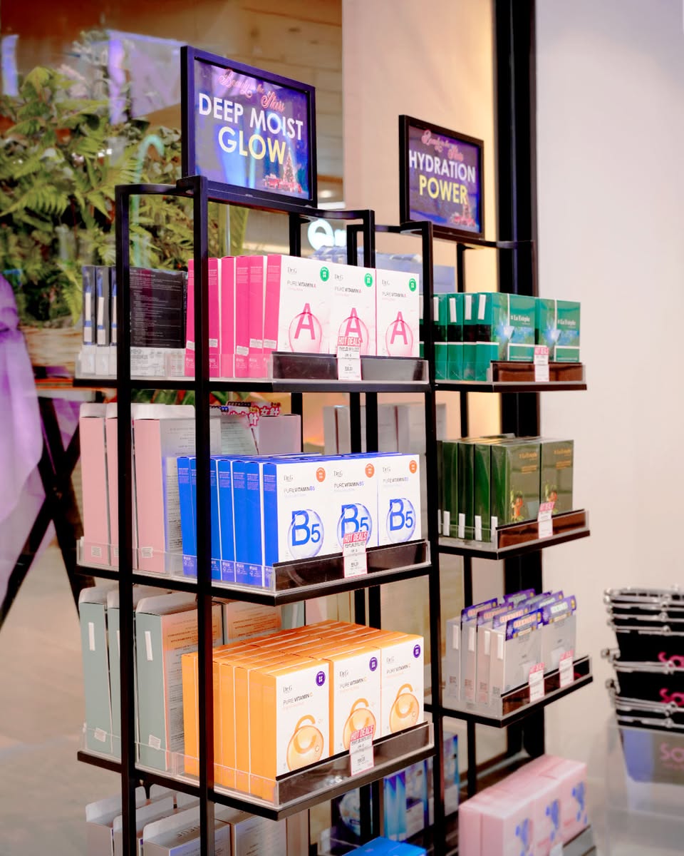 Interior shot showcasing beauty products at Sa Sa LaLaport BBCC.