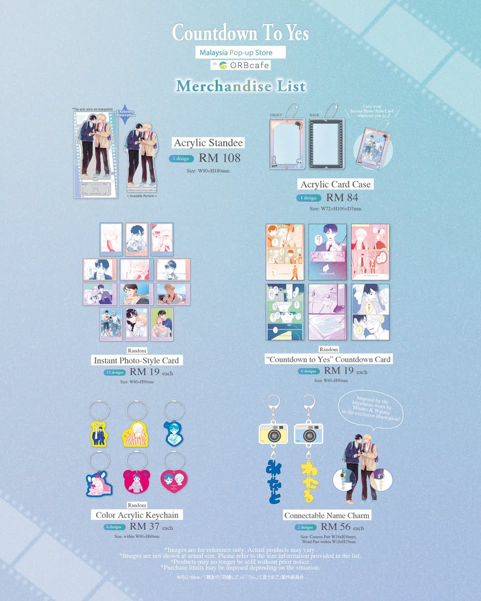 Countdown To Yes keychains and card cases at ORBcafe pop-up