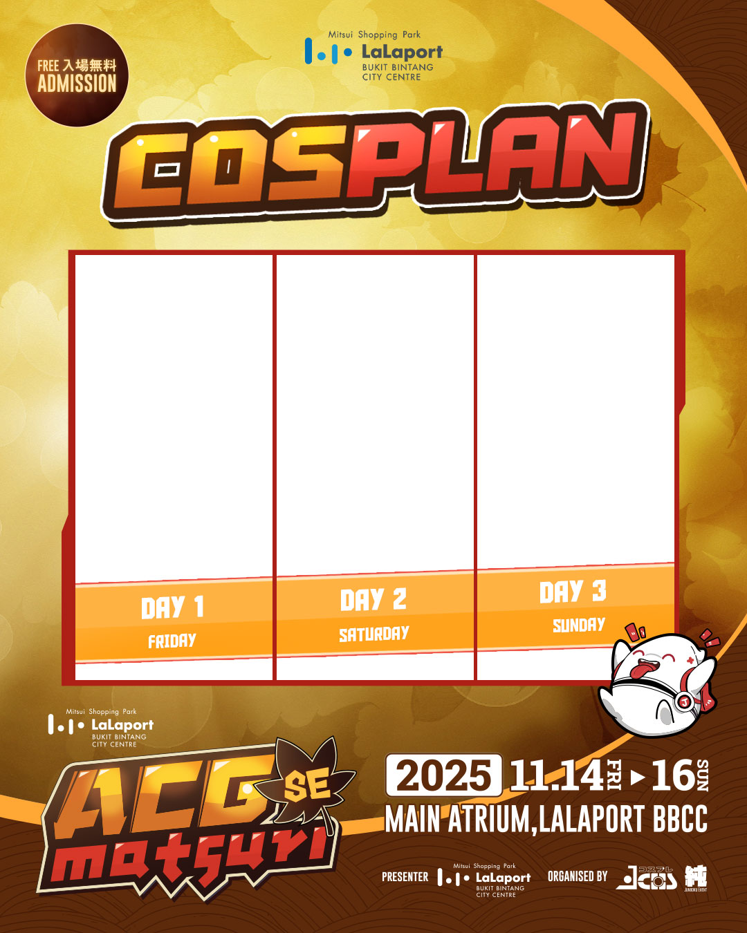 Enthusiastic attendees showcasing their vibrant cosplay at ACG Matsuri SE.