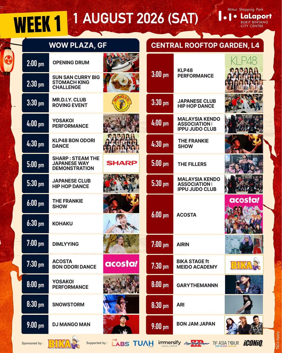 Bon Odori August 1 schedule