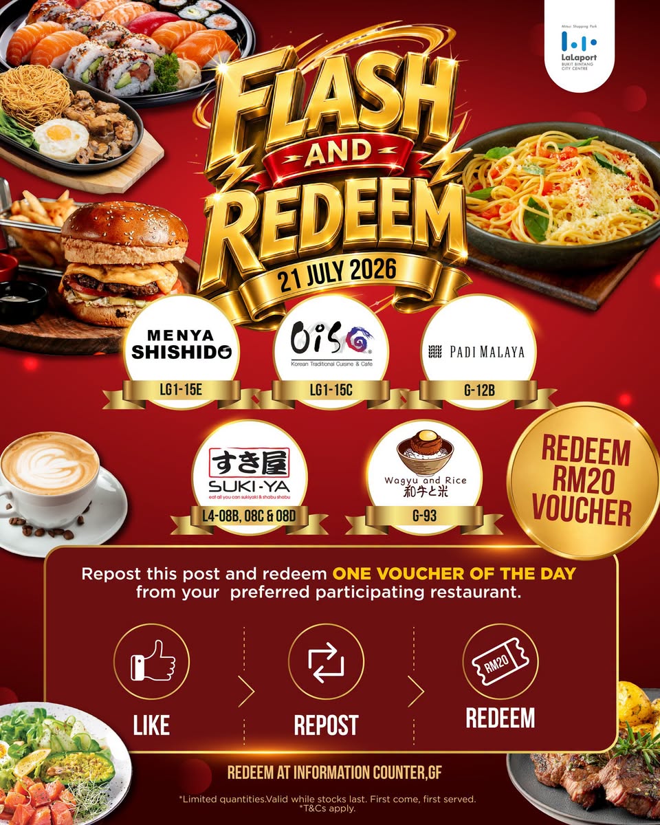 Flash and Redeem 21 July participating restaurants