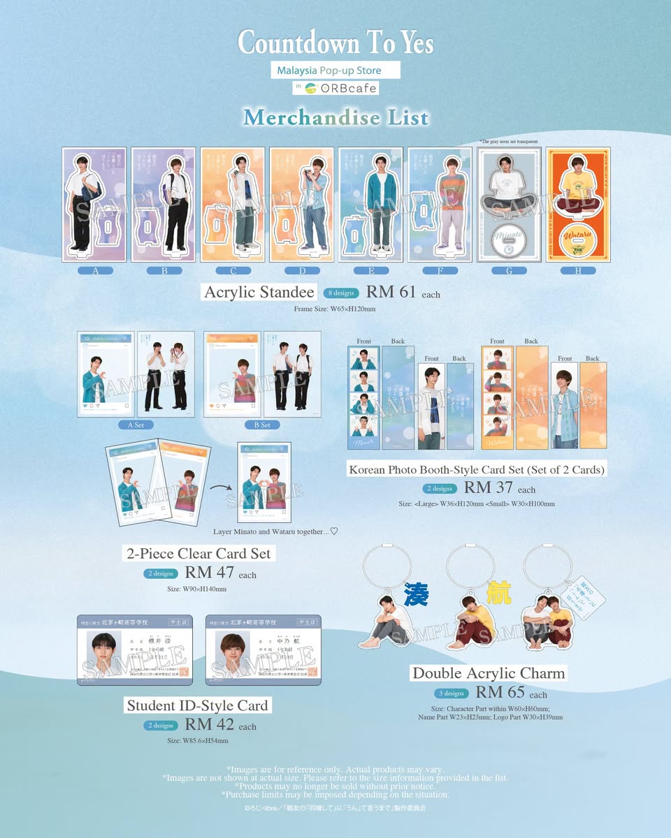 Countdown To Yes acrylic standees and card sets at ORBcafe pop-up