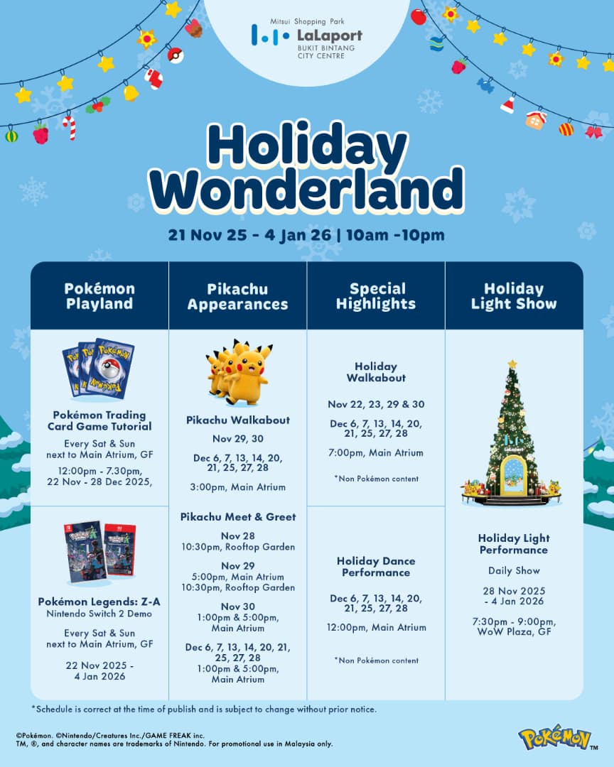 Pokémon Happy Holidays event display at LaLaport BBCC