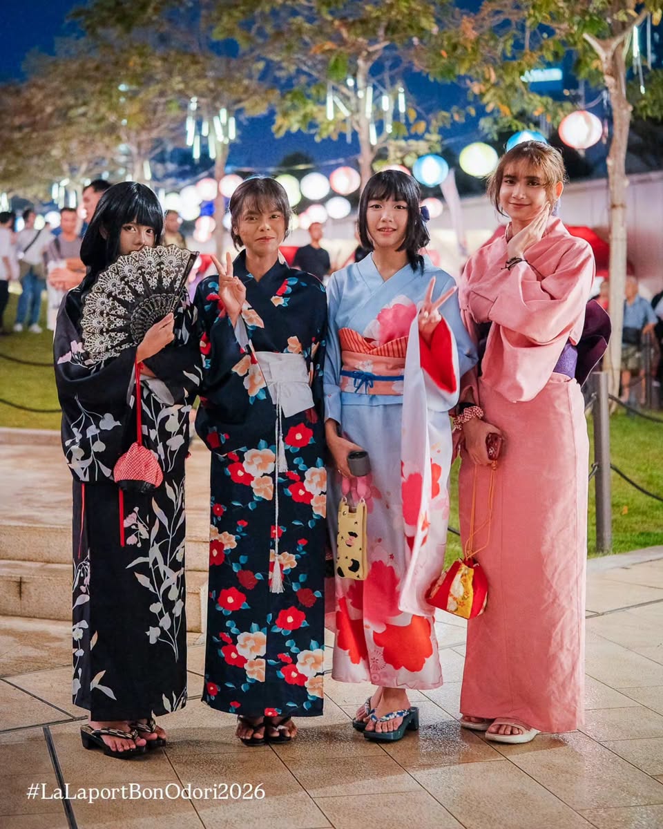 Four individuals in kimonos at Bon Odori 2026
