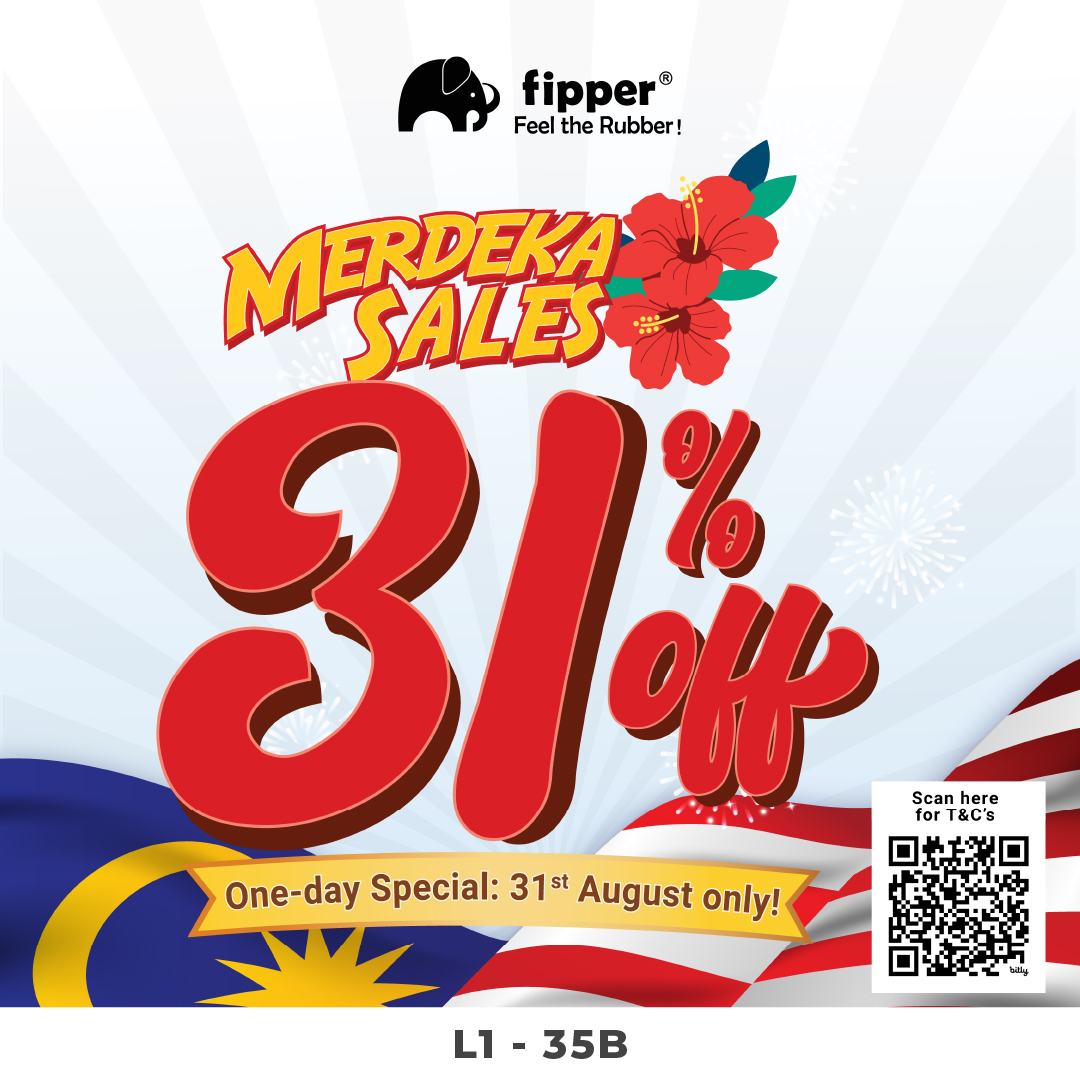 A vibrant display of Fipper flip-flops, inviting shoppers to a special event.