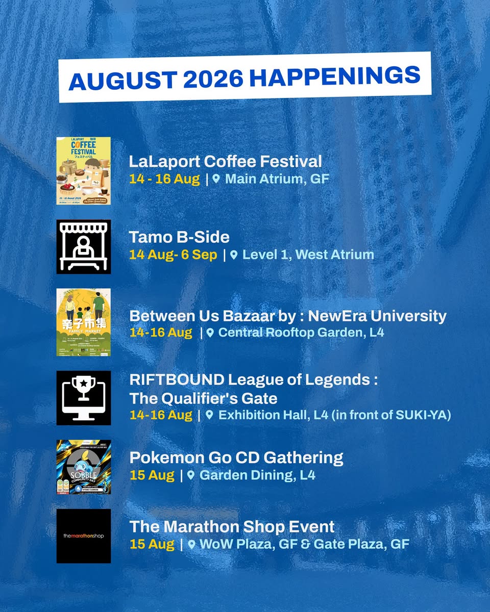 LaLaport Coffee Festival and gaming events at LaLaport BBCC August 2026