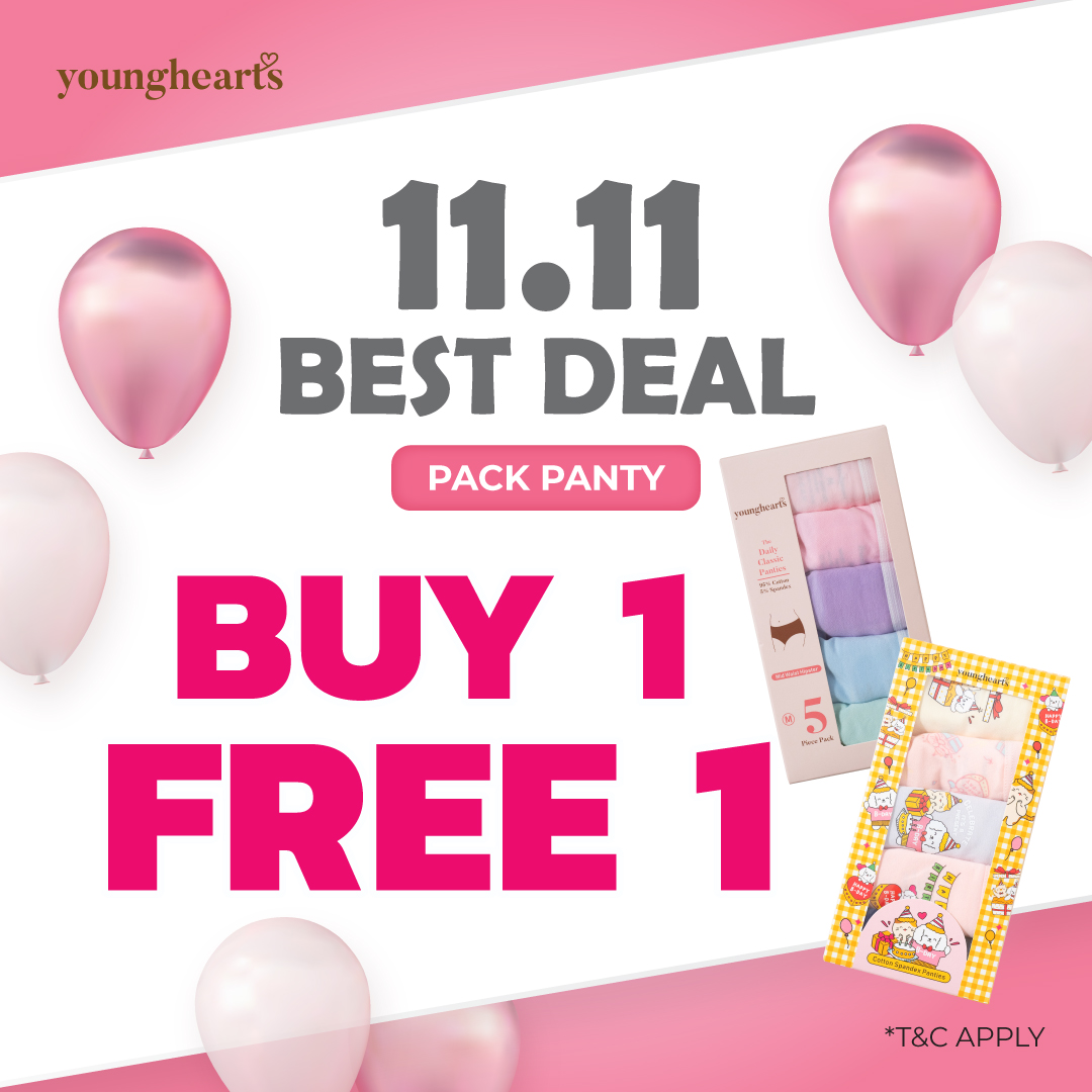 Young Hearts Buy 1 Free 1 panty promotion display with various designs