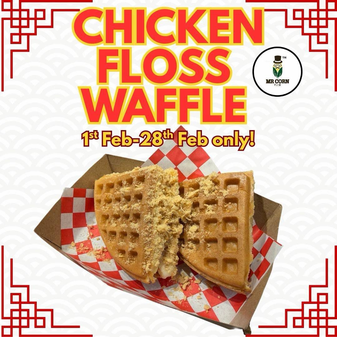 A delicious freshly made chicken floss waffle from MR CORN