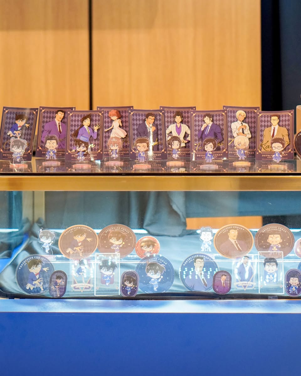 Exclusive Detective Conan merchandise on display at Animate Café