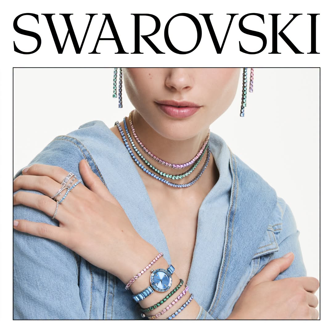 Swarovski crystal necklaces, earrings, rings, watch and bracelets