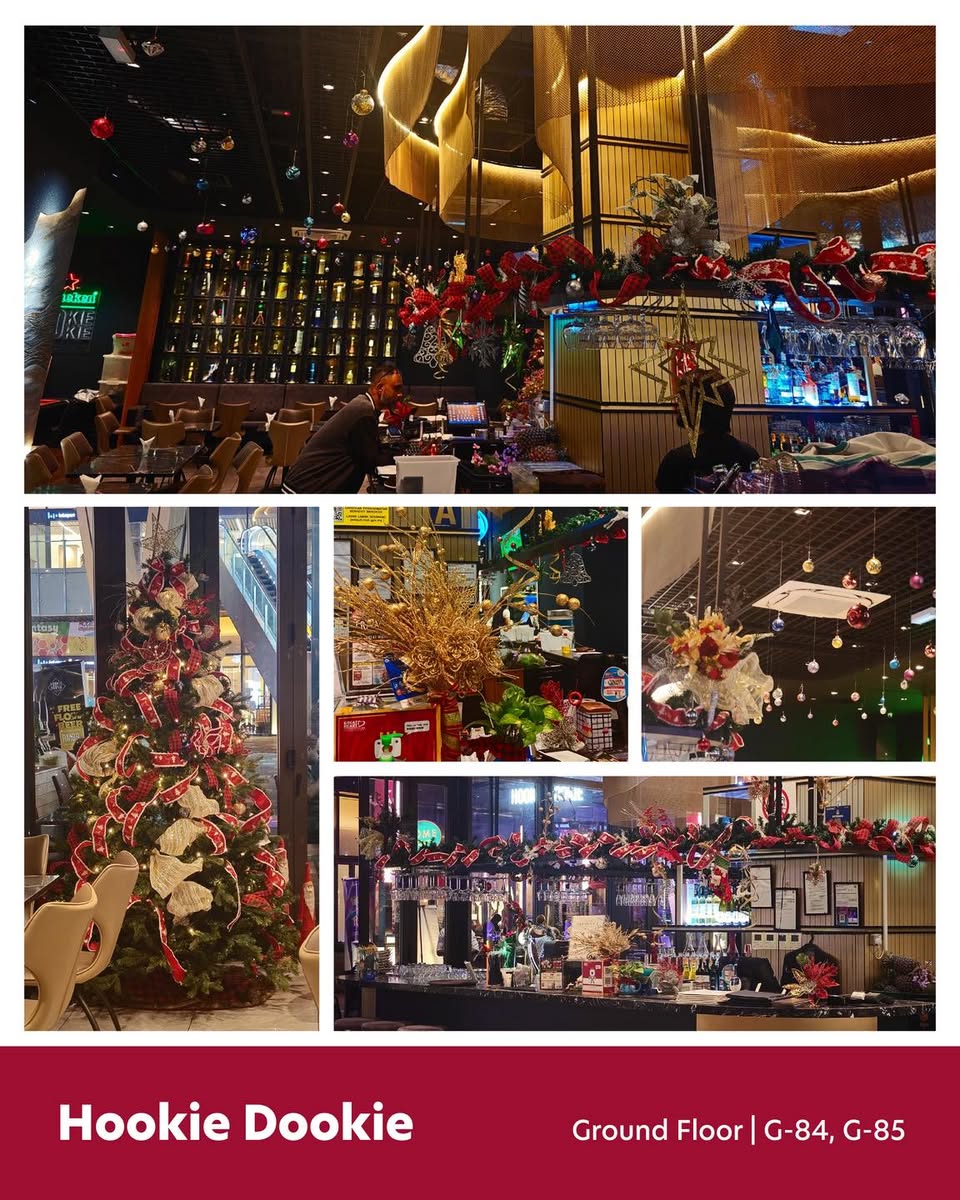 Sparkling Christmas lights and ornaments at LaLaport BBCC.