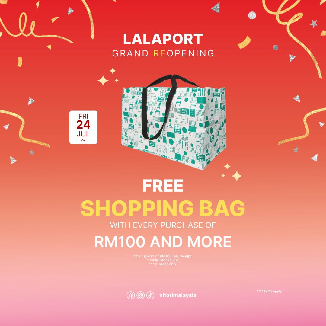 Free shopping bag with RM100 spend
