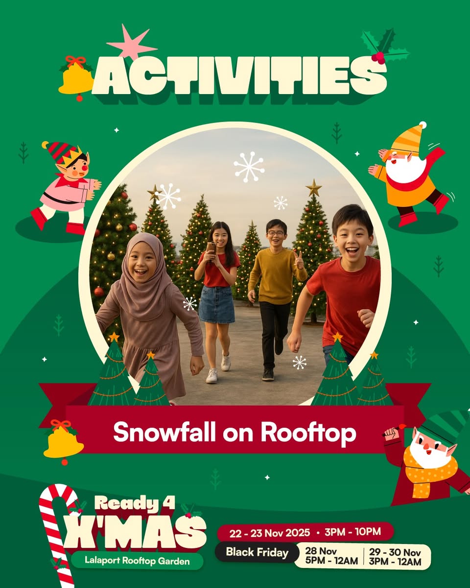 Festive decorations and lights at LaLaport BBCC's Rooftop Garden