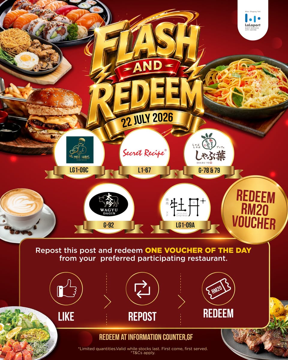 Flash and Redeem 22 July participating restaurants