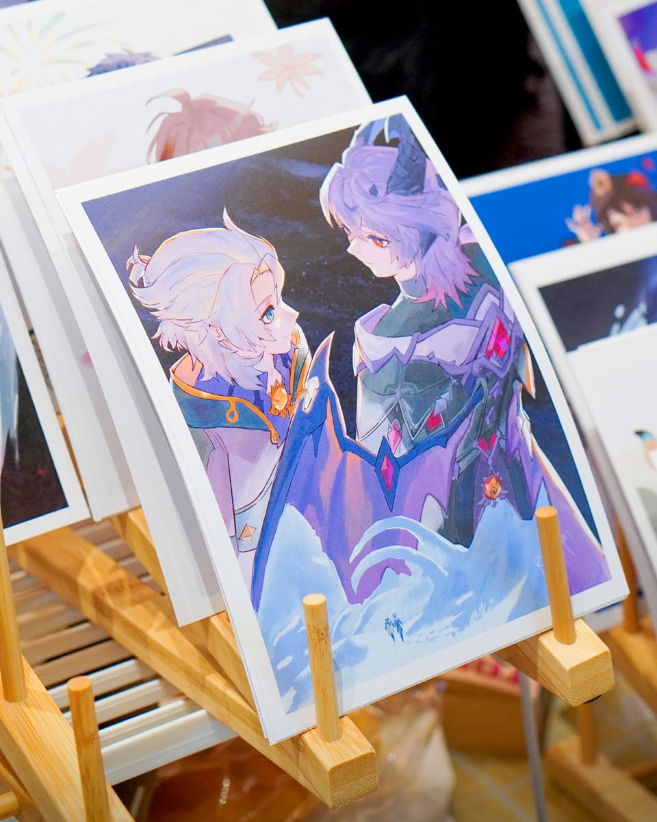 Vibrant showcase of fan art and unique merchandise at ACG BASE Creators Market