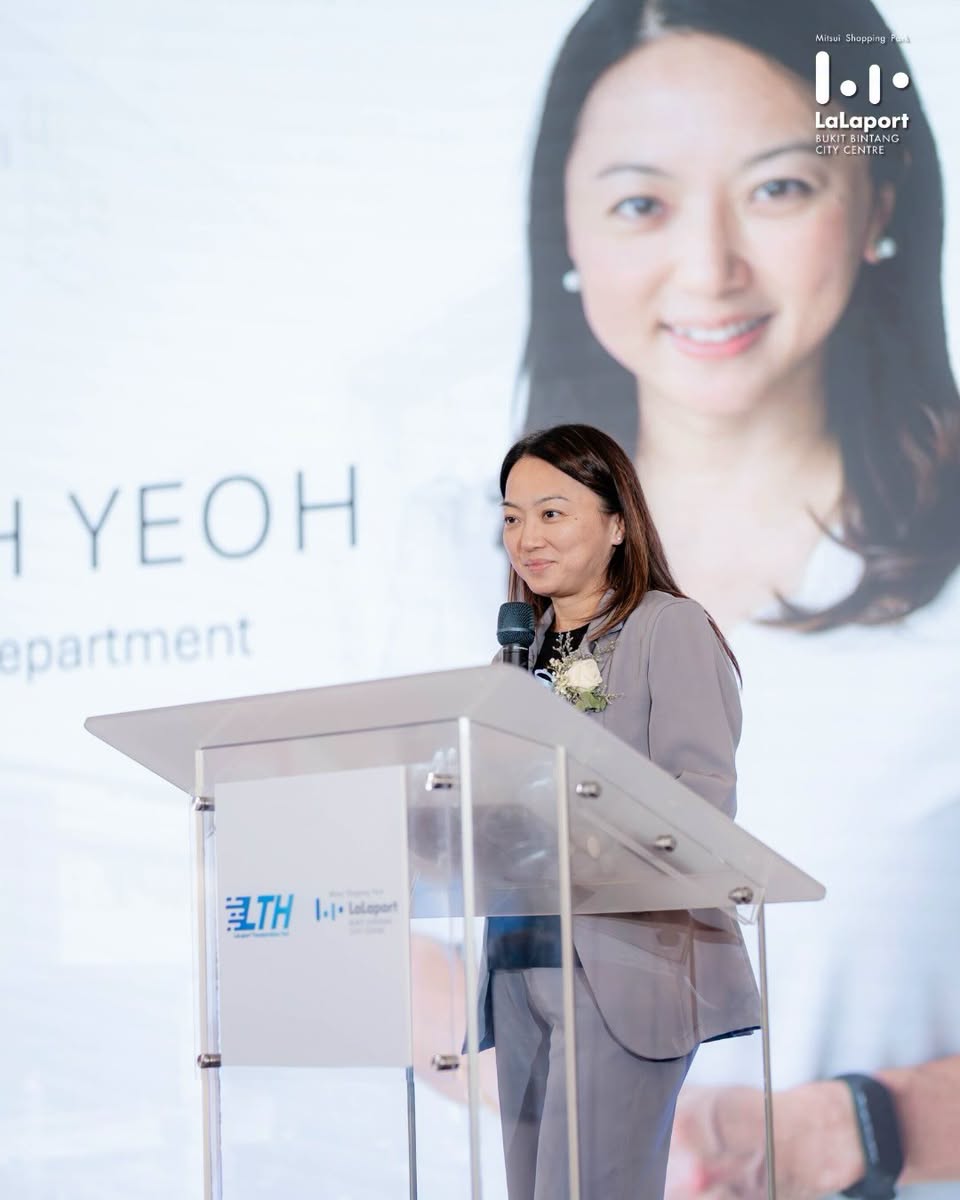 Speaker at LaLaport Transportation Hub launch podium