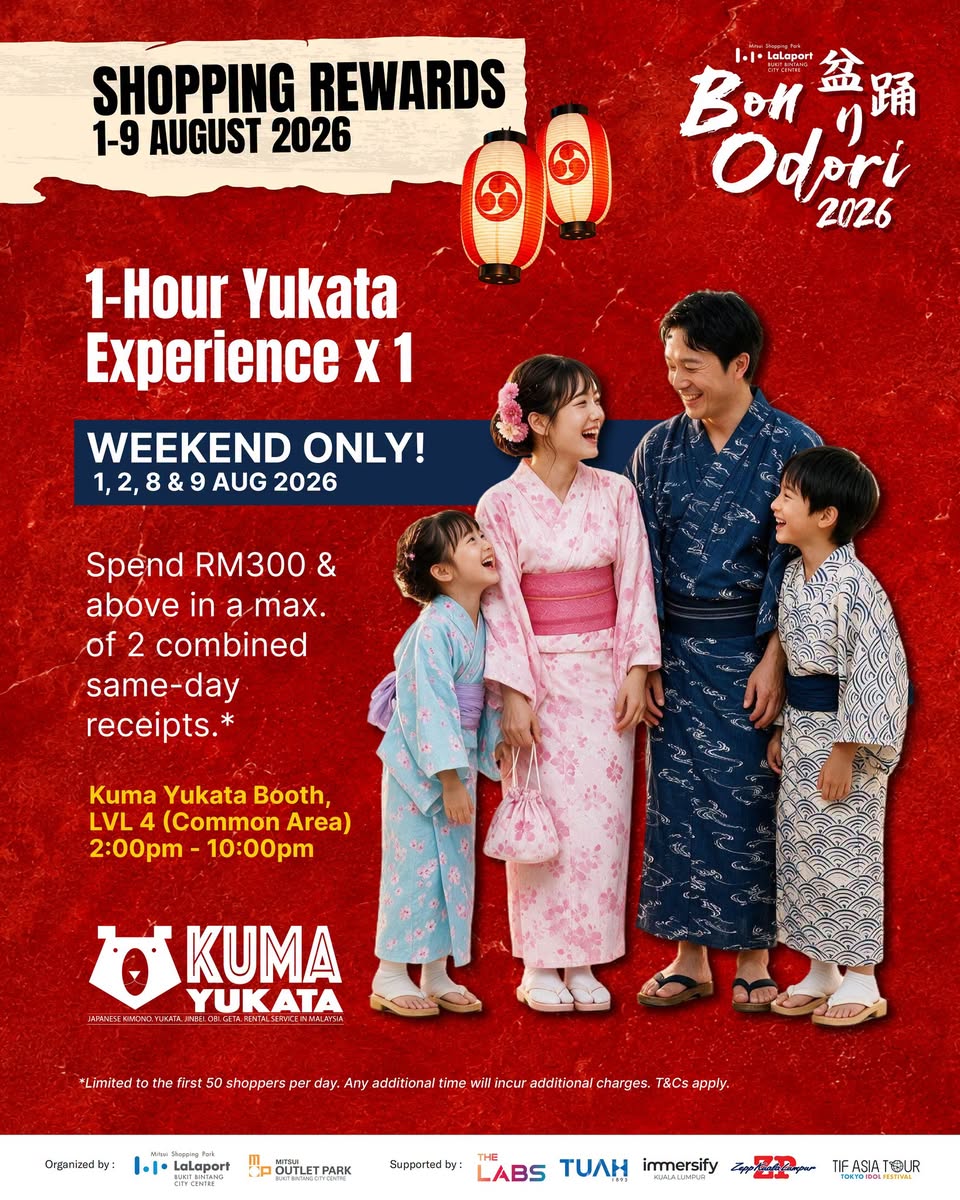 Free 1-Hour Yukata Experience at Kuma Yukata Booth, Level 4
