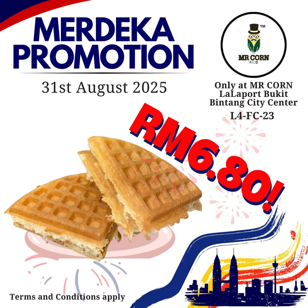 A delicious waffle, celebrating Merdeka with a special offer.