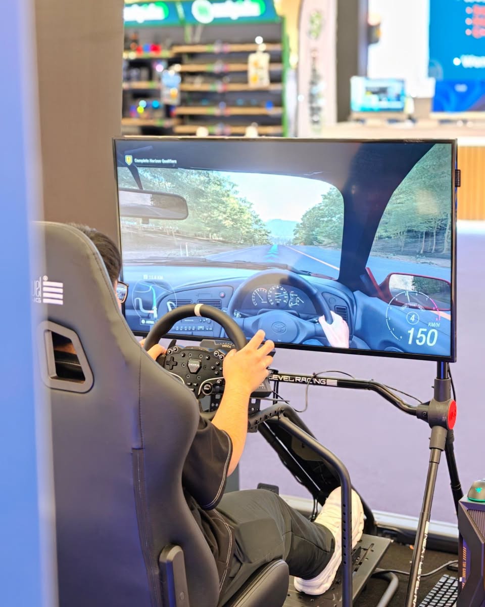 Racing simulator setup at LivINova Expo