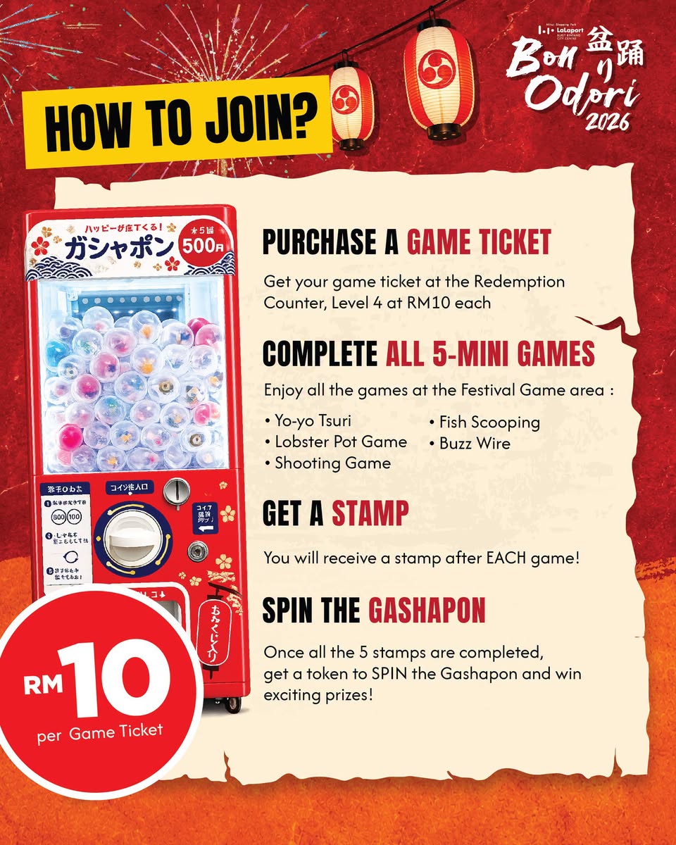 Bon Odori 2026 mini-games and gashapon machine