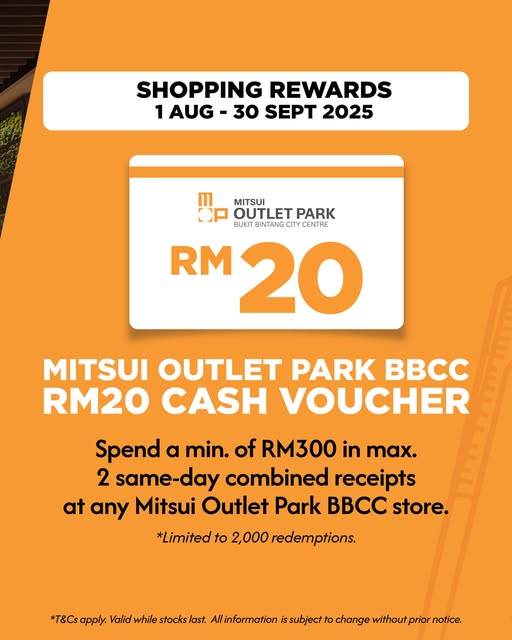 Lucky draw entry for Mitsui Outlet Park BBCC prizes