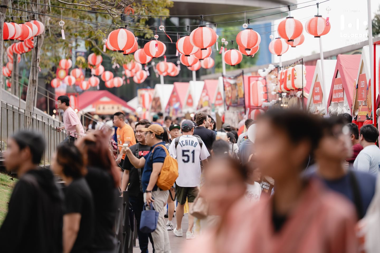 Outdoor festival stalls with red lanterns at LaLaport Bon Odori 2026