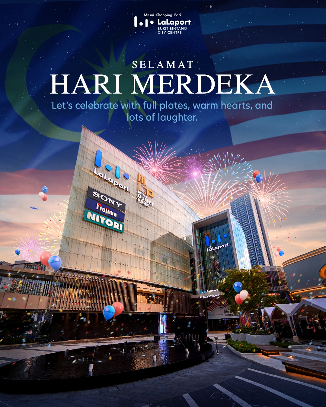 A vibrant scene celebrating Malaysia's Independence Day, showcasing festive spirit and national pride.