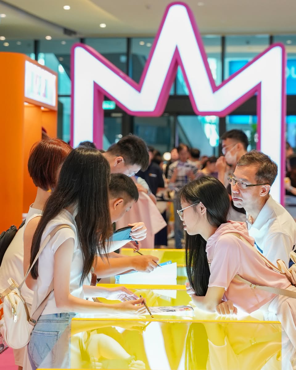 A display of limited edition Mayday collectibles and apparel