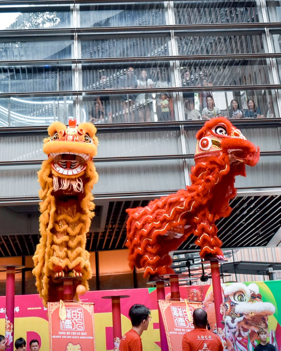 Children participating in the lion dance workshop