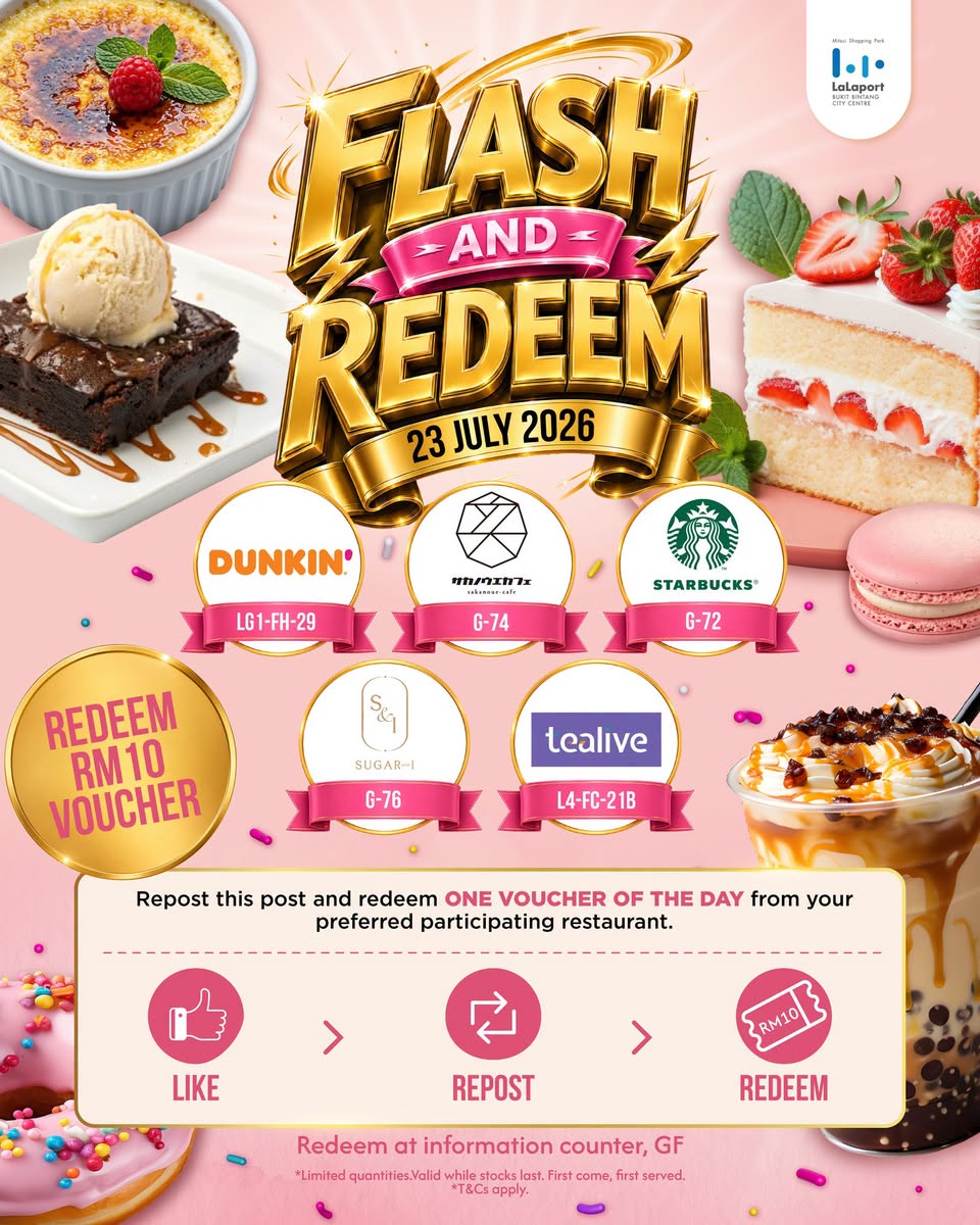 Flash and Redeem 23 July participating cafes